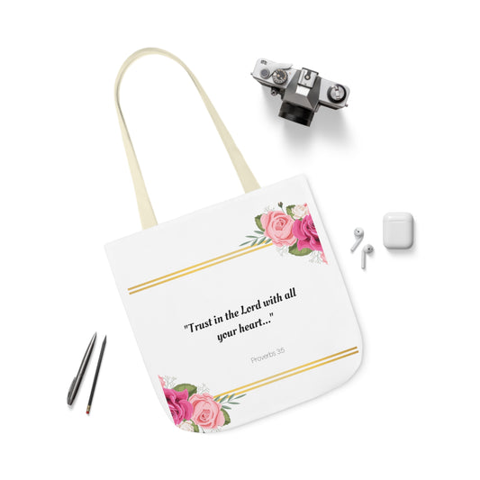 Trust in the Lord: Proverbs 3:5 Bible Verse Polyester Canvas Tote Bag (AOP)