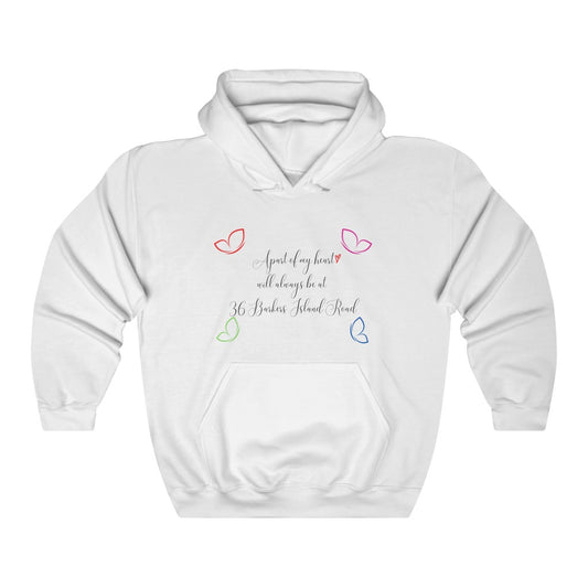 Apart of my heart will always be at  36 Barkers Island Road- Unisex Heavy Blend™ Hooded Sweatshirt