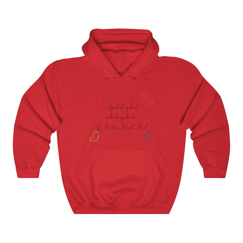 Apart of my heart will always be at  36 Barkers Island Road- Unisex Heavy Blend™ Hooded Sweatshirt