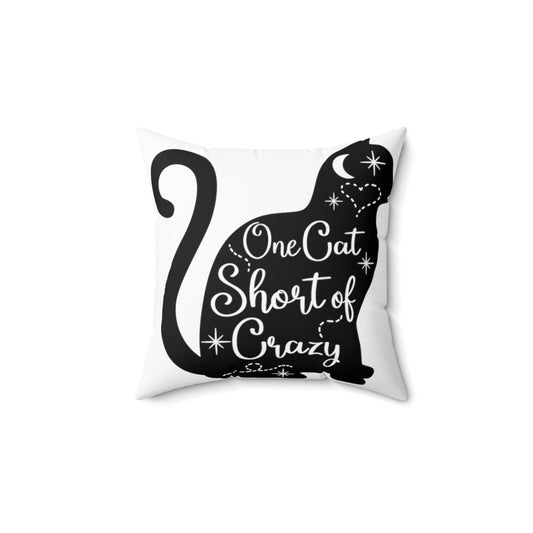 One cat short of Crazy Spun Polyester Square Pillow