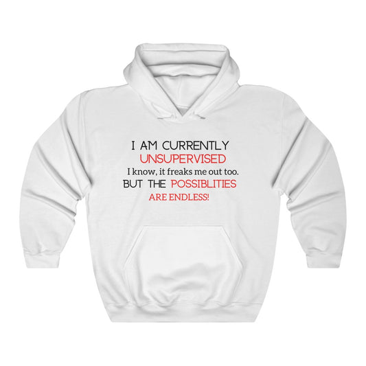 I am currently Unsupervised [Black & Red] Unisex Heavy Blend™ Hooded Sweatshirt