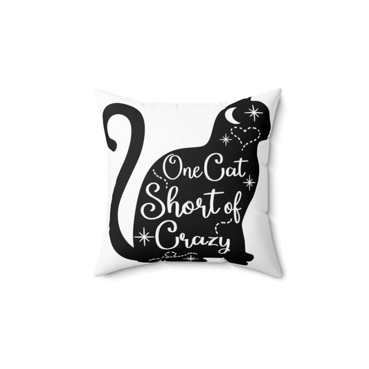 One cat short of Crazy Spun Polyester Square Pillow