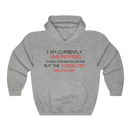 I am currently Unsupervised [Black & Red] Unisex Heavy Blend™ Hooded Sweatshirt