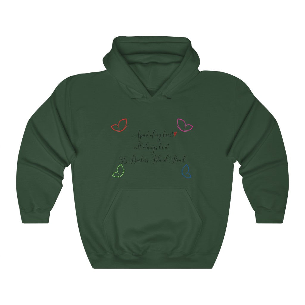 Apart of my heart will always be at  36 Barkers Island Road- Unisex Heavy Blend™ Hooded Sweatshirt