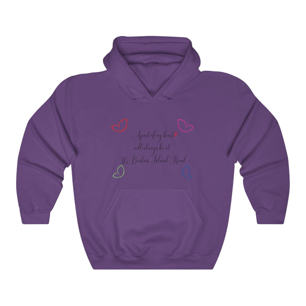 Apart of my heart will always be at  36 Barkers Island Road- Unisex Heavy Blend™ Hooded Sweatshirt