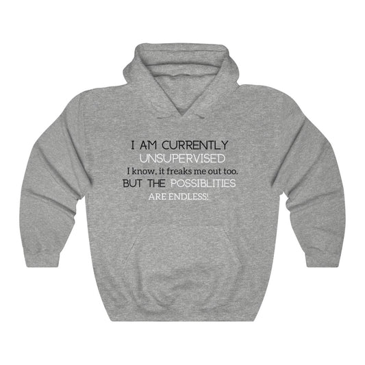 I am currently Unsupervised [Black & White] Unisex Heavy Blend™ Hooded Sweatshirt